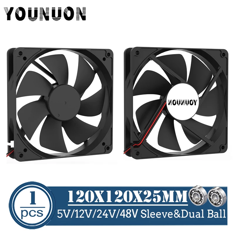 Caixa do Computador Ventilador de Refrigeração Bola Duplo Ventilador Cooler Servidor Btc pc Ventilador de Refrigeração 120x120x25 mm dc 5v 12v 24v 48v 12 Centímetros 120 Milímetros