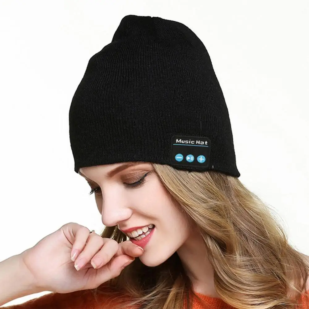 Outdoor Bluetooth V5 0 Headset Cap Wireless Hat Fashion Headphones Music Smart Warm Beanies Winter Hat with Speaker Mic TF Card