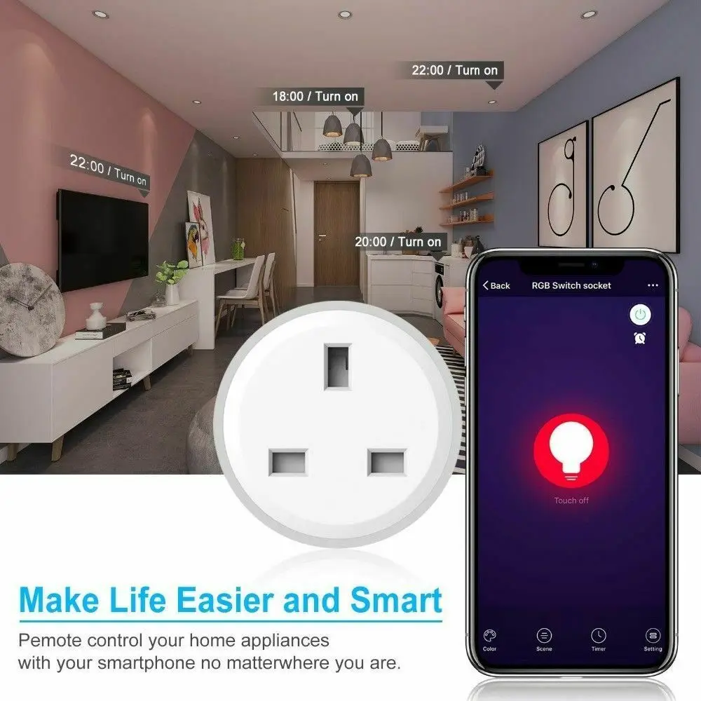 RGB Smart WiFi UK Plug дистанционный переключатель розетка питания 2G/3g/4G таймер мощность