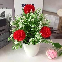 Искусственное дерево в горшке бонсай имитация 5 шт. цветок Моделирование растение W/горшок Свадебные домашние вечерние украшения стола центральные 15x23CM