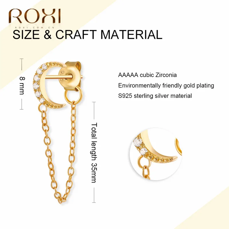 ROXI модные радужные Подвески с фианитом Висячие серьги для женщин Moon Star Boho ювелирные украшения для свадьбы серьги из стерлингового серебра 925 пробы
