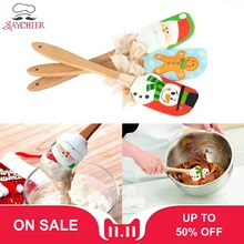 BAYCHEER деревянная ручка крем нож для смешивания Рождественский стиль силиконовый скребок для масла кондитерский шпатель инструмент для выпечки кухонный гаджет