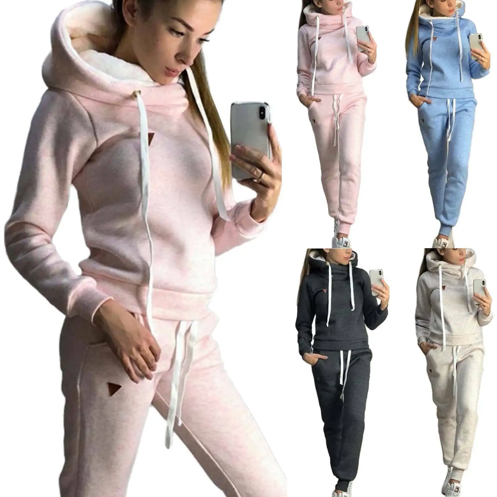 Raisevern New Women's Autumn And Winter Explosion Models New Fleece Fashion Casual Sports Suit Sweater Plus Size S-3XL