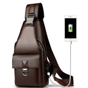 

2020 New Cross Body Bags Usb Charge One Shoulder Bag Men Messenger Bags Male Waterproof Sling Chest Bag