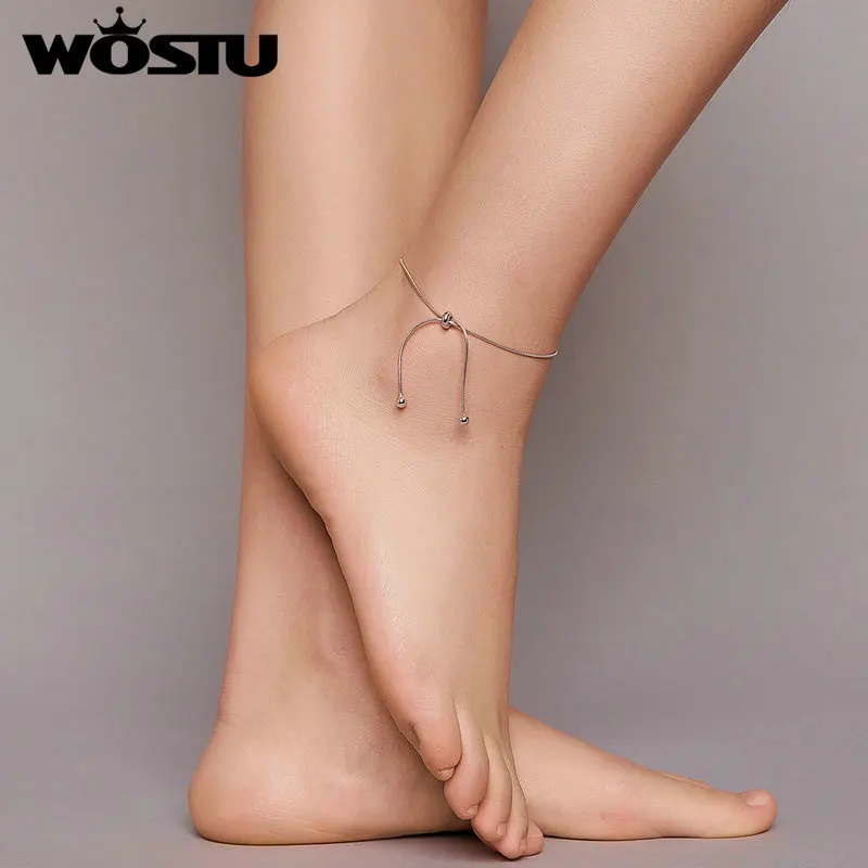 Wostu Anklet 100% 925 Sterling Silver Adjustable Snake Charm Anklet for Women Foot Jewelry Gift Fashion Jewelry FIT016 Wostu Anklet 100% 925 Sterling Silver Adjustable Snake Charm Anklet for Women Foot Jewelry Gift Fashion Jewelry FIT016