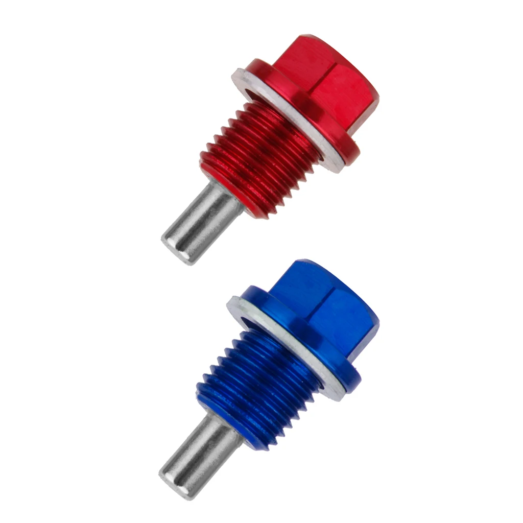 2 Pieces M14X1.5 Magnetic Engine Oil Pan/Transmission Drain Plug Blue Red Dropship