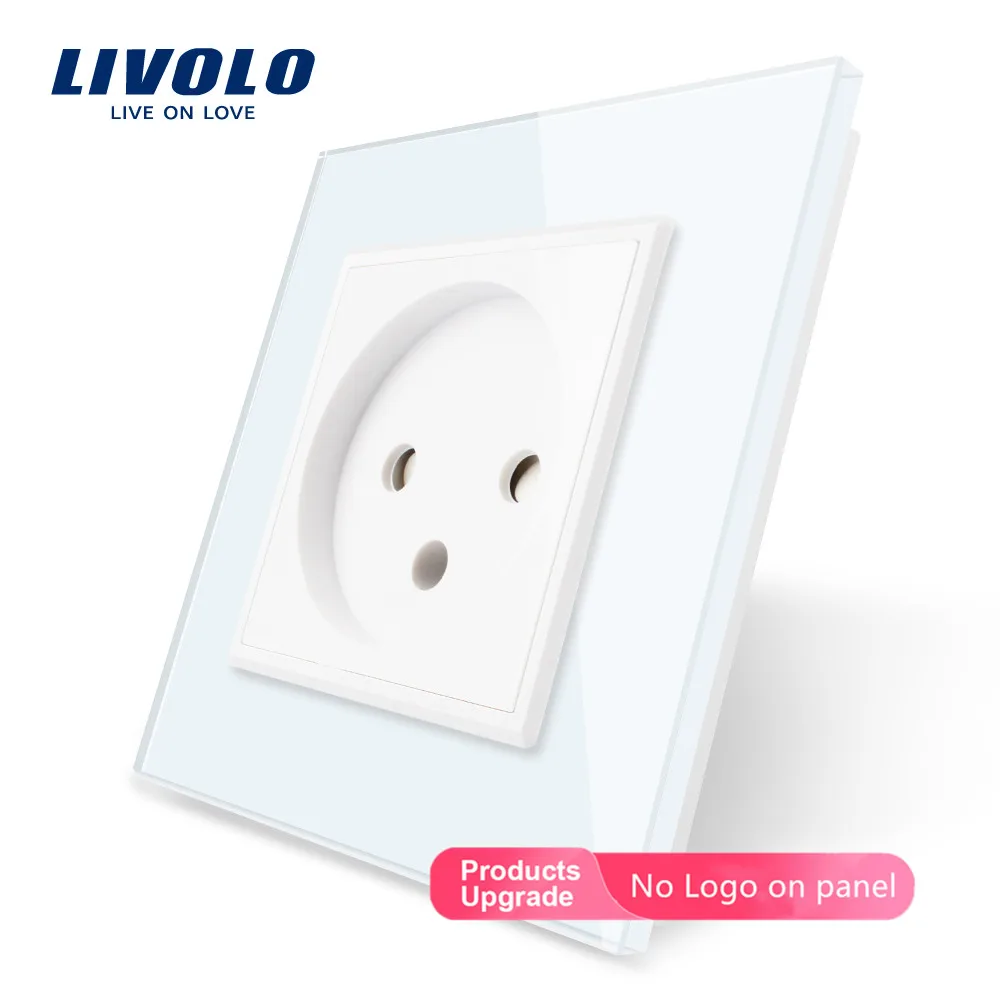 Livolo EU Standard Israel Power Socket White Crystal Glass Panel AC 100~250V 16A Wall VL-C7C1IL-11 | Обустройство дома