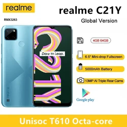 realme C21Y Russian Version 4GB 64GB Smartphone Octa-core 6.5inch HD Display 5000mAh Massive Battery 13MP AI Triple Camera Phone
