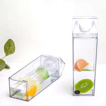 

500ML Milk Carton Water Bottle Transparent Design Portable Leak Proof Juice Cup Beautiful And Practical For Sports