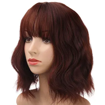 

Short Bob Hair for Cosplay Cute Daily Wigs with Bangs Red Pink Blonde Natural Hair Color Wig MUMUPI