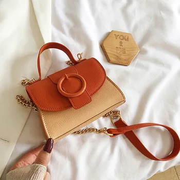 

[BXX] Contrast Color PU Leather Crossbody Bags For Women 2020 Spring Lady Shoulder Bag Female Fashion Travel Handbags HN040