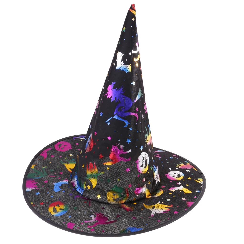 Vintage Unisex Kids Adults Witch Hat Wizard Costume for Halloween Night Ball Cosplay Party Fancy Decoration