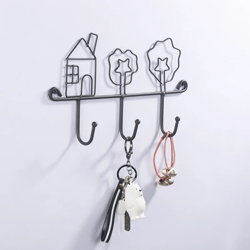 1 шт. креативная железная вешалка в форме дома для подвесных ключей шляпы