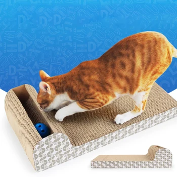 

45*23*4cm Kawaii Bell Pet Kitten Cat Scratch Board Cats Dogs Grinding Claw Safty Corrugated Paper Interactive Cat Toy Gifts