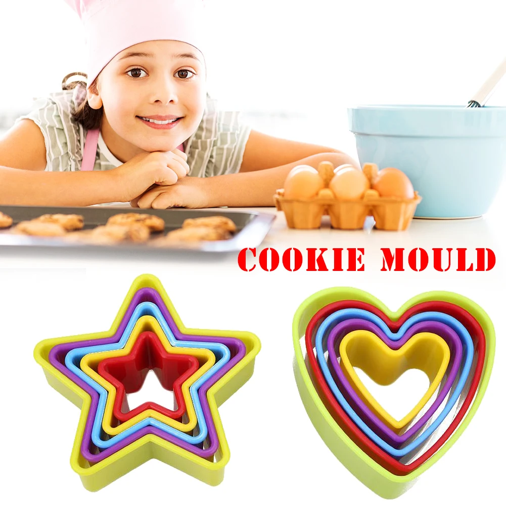 5 шт./компл. Рождественский 3D Fondant(сахарная) форма для торта в форме сердца пятиконечная звезда пресс-форма для выпечки