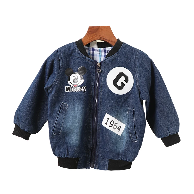 

Mickey Denim Jacket 2019 Children Spring Autumn New Soft cloth Zipper Coat Tops Boys Girls Leisure Style Cartoon Jacket Clothes