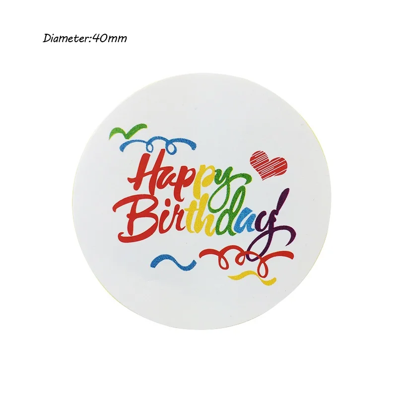 1000 Pcs/lot Vintage Rainbow Happy Birthday series round design Kraft seal sticker DIY Self-adhesive note gift Labels | Канцтовары для