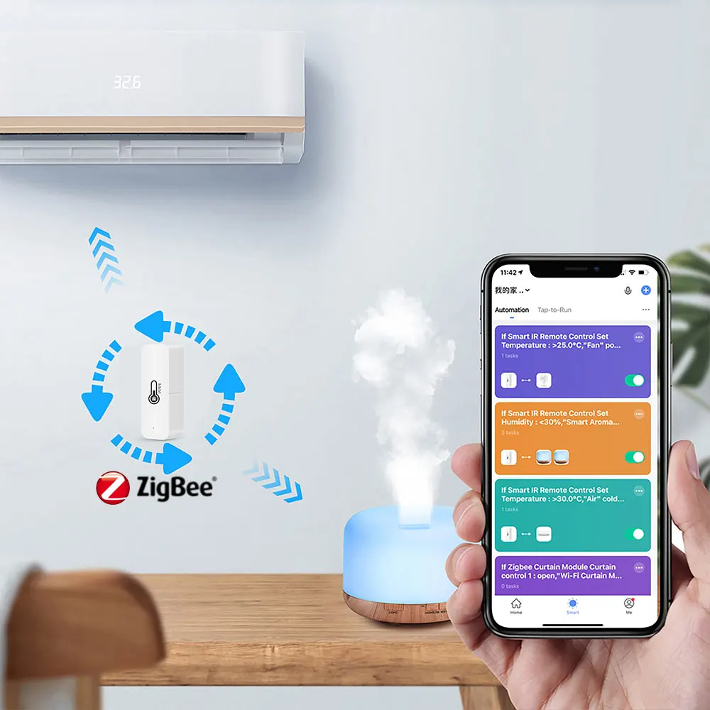 Temperature humidity meter smart temperature sensor smart thermometer Tuya smart WiFi Zigbee temperature humidity sensor Indoor thermometer hygrometer Smart life Support Alexa Google Assistant