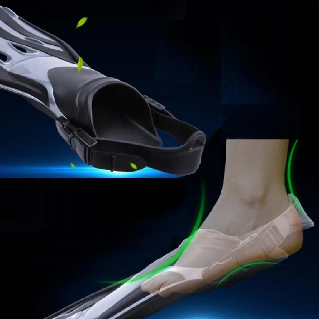 Long Feet Training Diving Fins Adjustable Open Heel Snorkeling Webbed Shoes Swimming Flippers for Unisex Mens Womens