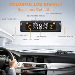 Système de surveillance de la pression des pneus TPMS solaire, accessoires de voiture, avec 4 capteurs externes, affichage numérique LCD, Kit de Diagnostic des pneus 
