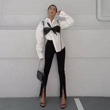 

2021NEW Spring Autumn New Zaraing-Style Elastic Slimmed Trousers Foot Zipper Open Fork Trim Trousers Female Pants Za 2021 High