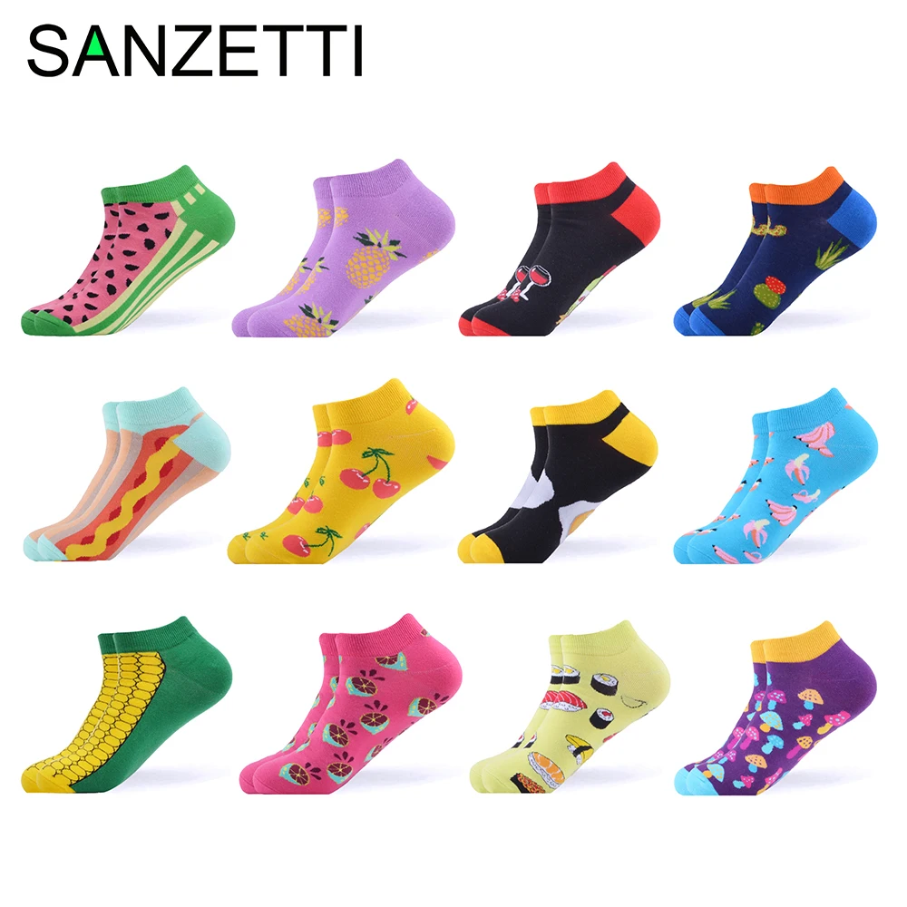 SANZETTI 12 пар/лот летние модные женские забавные короткие носки-башмачки с