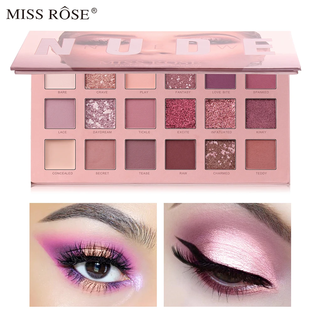 

MISS ROSE Desert Rose Matte Eye Shadow Palette Beauty Makeup Kit 18 Color Glitter Eyeshadow Waterproof Shimmer Cosmentics TSLM1