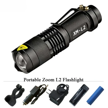 

Portable 3800 Lumen Led Torch CREE XM-L2 Flashlight Tactical lantern 5 mode led waterproof 18650 rechargeable battery flashlight