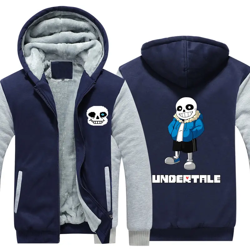 Undertale Sans Череп Толстовка Куртка пальто зима флис толстые теплые толстовки с длинным рукавом размера плюс