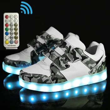 

Size 25-37 RF Control Shoes Children Led Light Up Casual Shoes Luminous Sneakers for Boys Girls Anti-slippery Glowing Sneakers