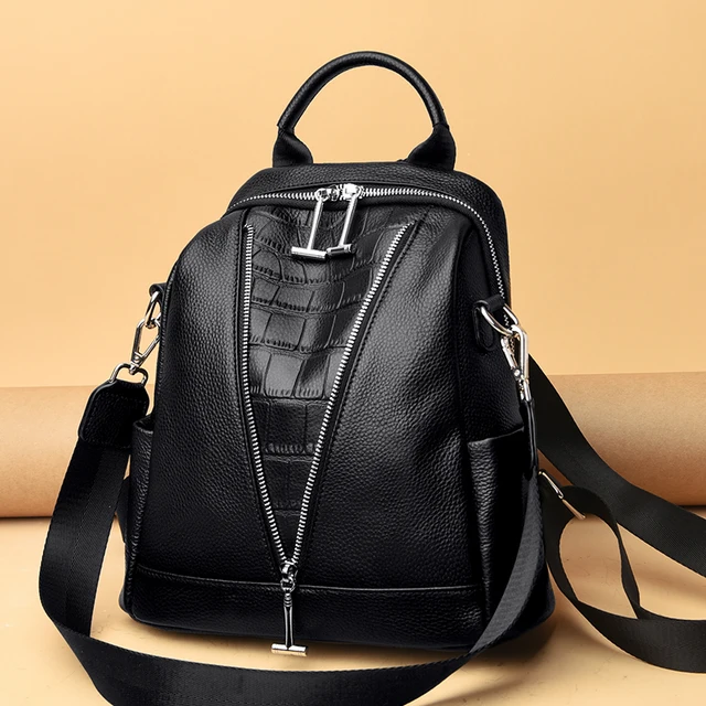 à Main Sacoche Sac A Dos Cuir Femme Sac à Dos En Cuir Véritable - Main Image