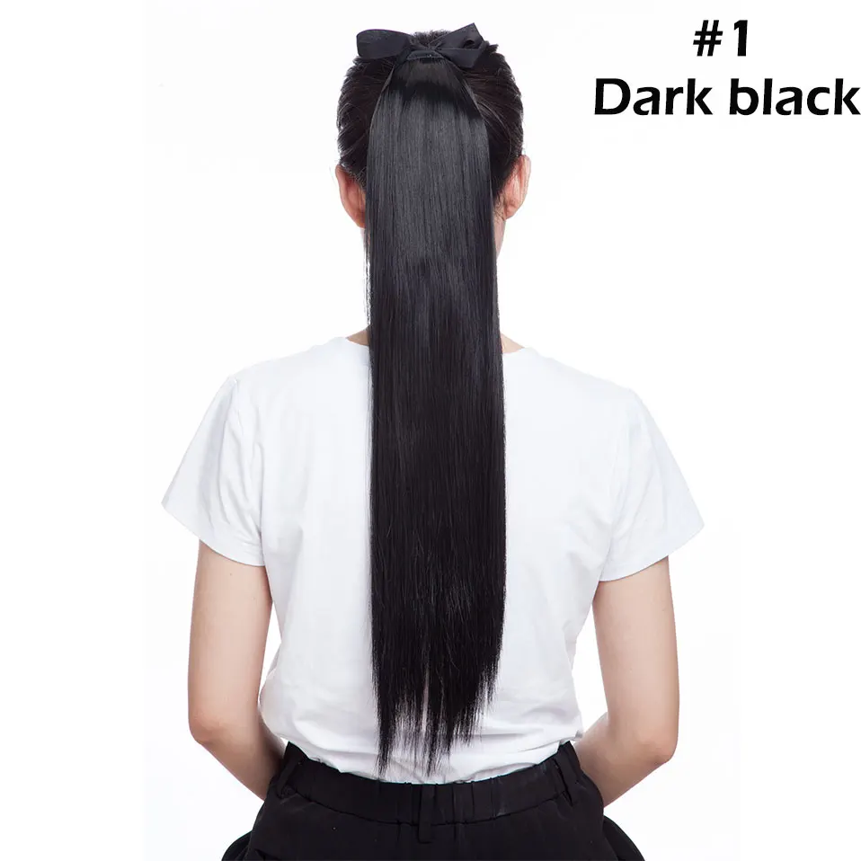 dark black S-noilite 1" волнистые шнурок клип в конский хвост наращивание волос ложный хвост волос шиньон синтетический хвост для женщин - Цвет: dark black