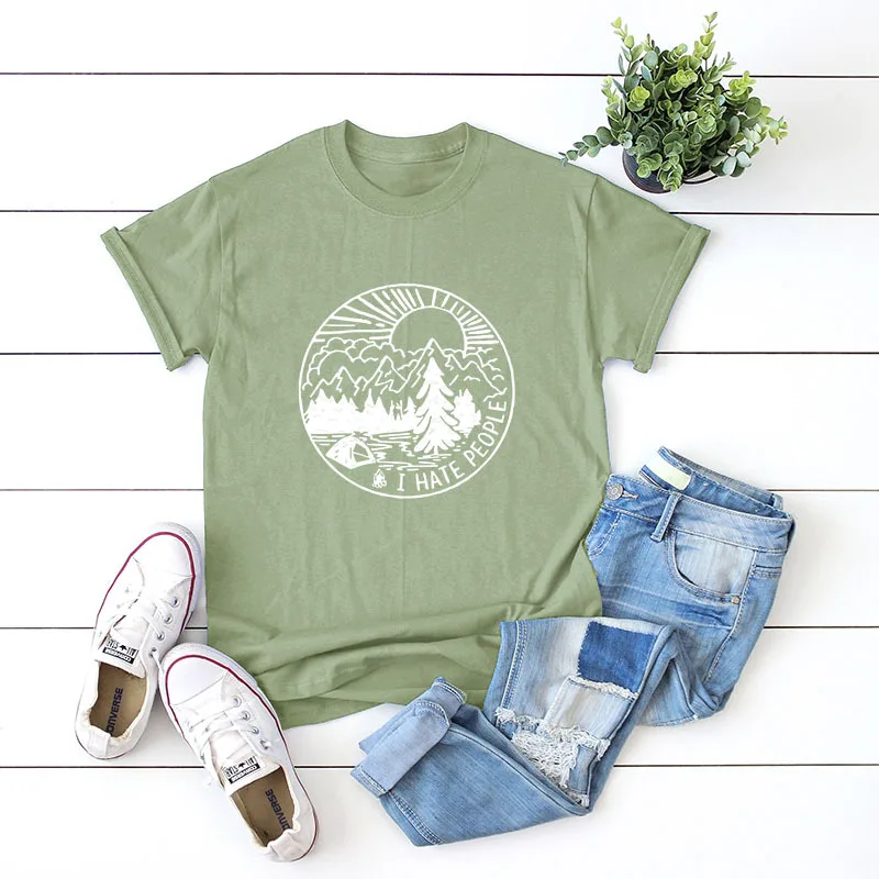 Женская футболка с коротким рукавом круглым вырезом и графическим принтом |