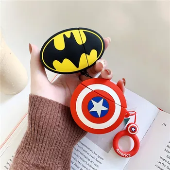 

Captain America Batman Case For AirPods 2 Case Cute Cartoon Earphone Soft Silicone Case For Airpods Cover Funda
