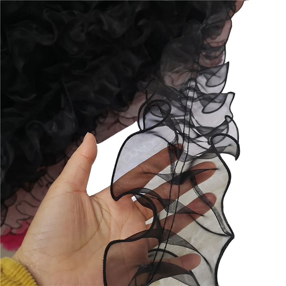 Lychee Life черная гофрированная кружевная отделка белая кружевная лента с вышивкой для кукольного платья рукоделие материалы для украшения платья
