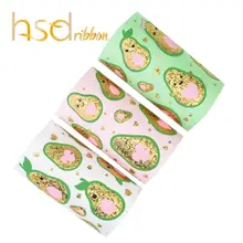 HSDRibbon 75 мм 3 дюймов HSD дизайнерские сделать изготовленные на заказ авокадо золотой узор Фольга напечатаны на корсажная лента