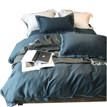

Nordic 80S double-strand brushed cotton four-piece embroidered bedding set for warm autumn winter sanding bed sheet duvet cover