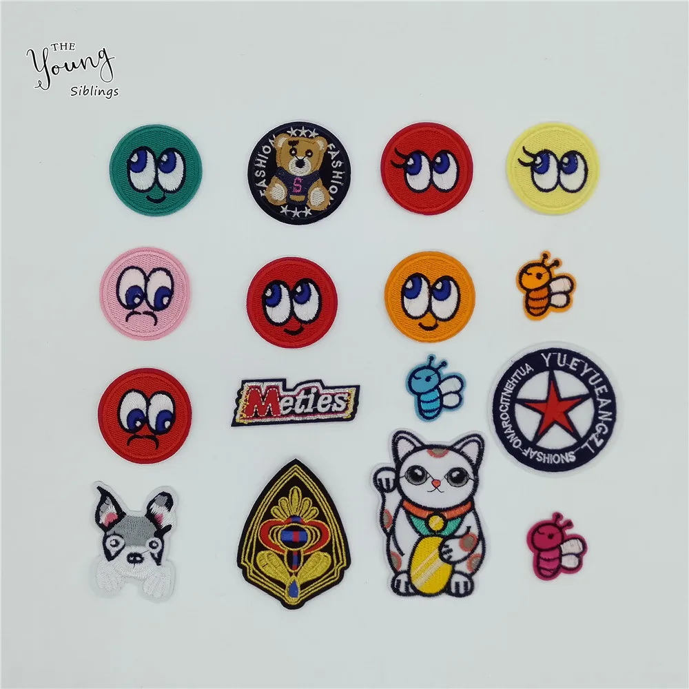 

New arrive Cartoon Smiley Face Patch for Clothing Iron on patch Embroidery Sewing Applique Cute DIY Stripe Badges Accessories