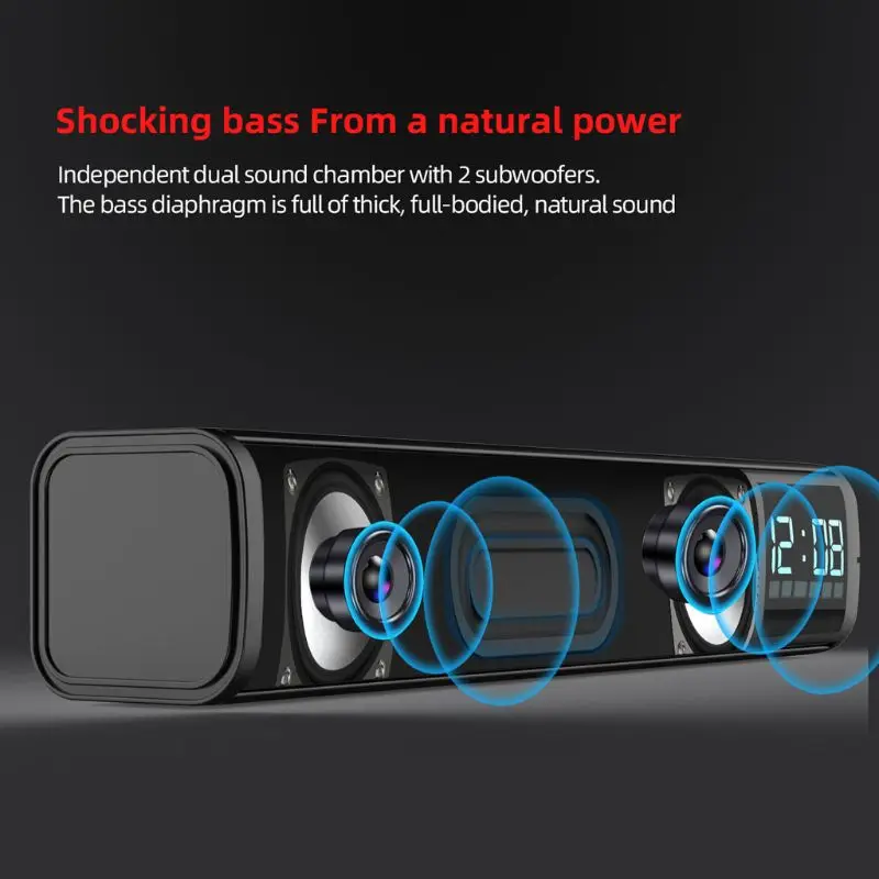 Беспроводной Bluetooth 5,0 стерео динамик громкий динамик FM часы TF MP3 Handfree D08A