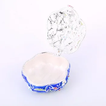 

Zinc Alloy Enamel Flower Shaped Chinese Vintage Style Jewelry Gift Box for Ring Earring