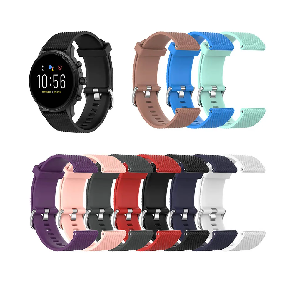 

NEW 22mm Strap Band For Fossil Gen 5 Carlyle,Gen 5 Julianna,Gen 5 Garrett,Gen 5 Carlyle HR Silicone Diamond Texture Watchband