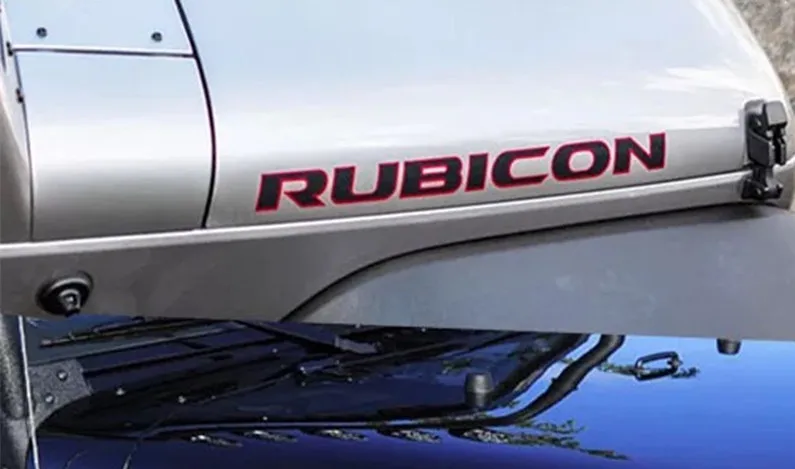 2 шт. Спортивная капот двигателя крыло сторона "Rubicon" персонаж виниловая наклейка, стикер для Jeep Wrangler Unlimited TJ JK - Название цвета: 2pieces red black