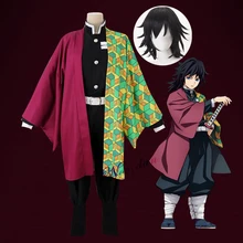 Perruque de Costume pour hommes, Anime Demon Slayer: Kimetsu no Yaiba Cosplay Tomioka Giyuu 