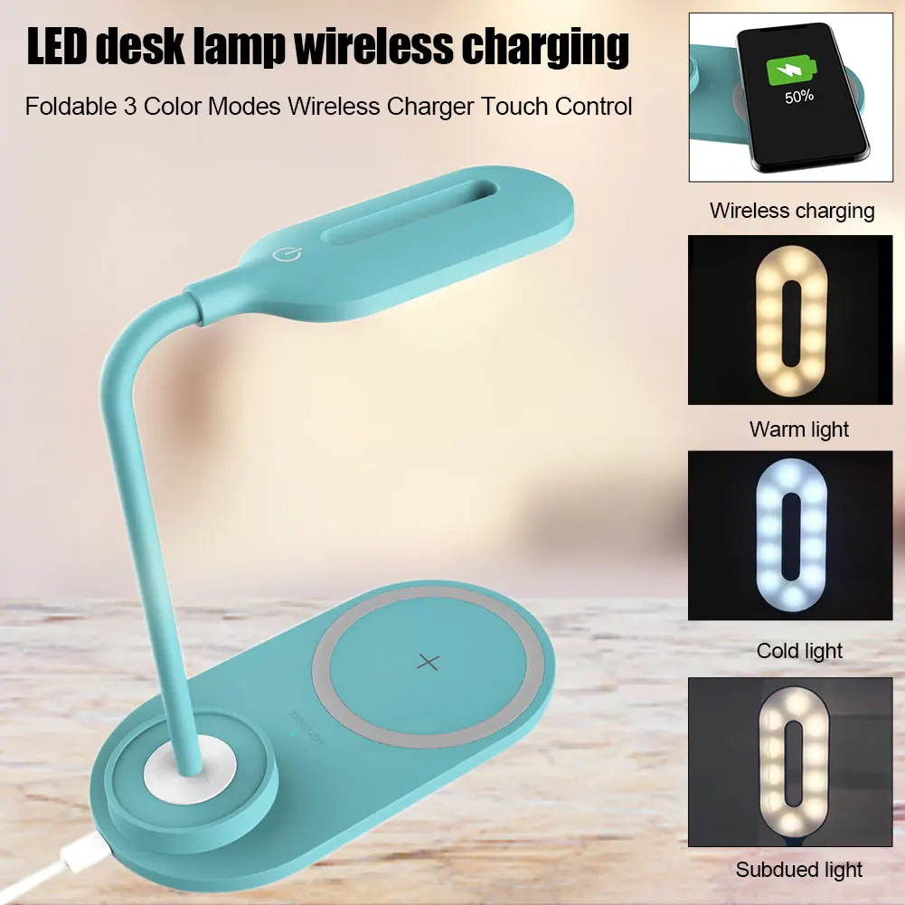 

Wireless Charger 3 Color Modes Home Touch Control LED Table Lamp Night Light Study Quick Charging Students Office Reading