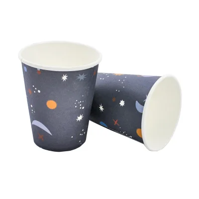 Космическая солнечная система планета галактика вечерние Дети День рождения одноразовая посуда бумажные тарелки салфетки для стаканчиков поставщиков - Цвет: cups 8pcs