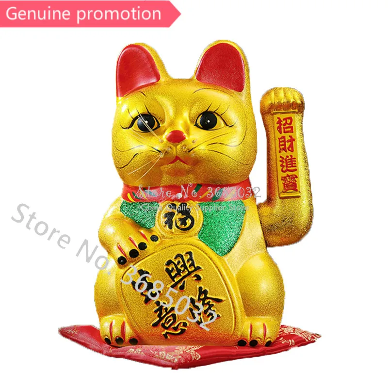 Genuine promotion Gold Ceramic Lucky Cat Figurines Feng Shui Wealth Ornaments Electric waving Shaking Hands Home Decoration | Дом и сад
