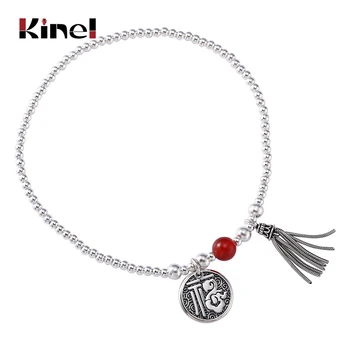 

Kinel Good Luck Strawberry Quartz Bracelet On The Leg Anklet Silver 925 Jewelry Summer Beach Barefoot Sandals Anklet Ladies
