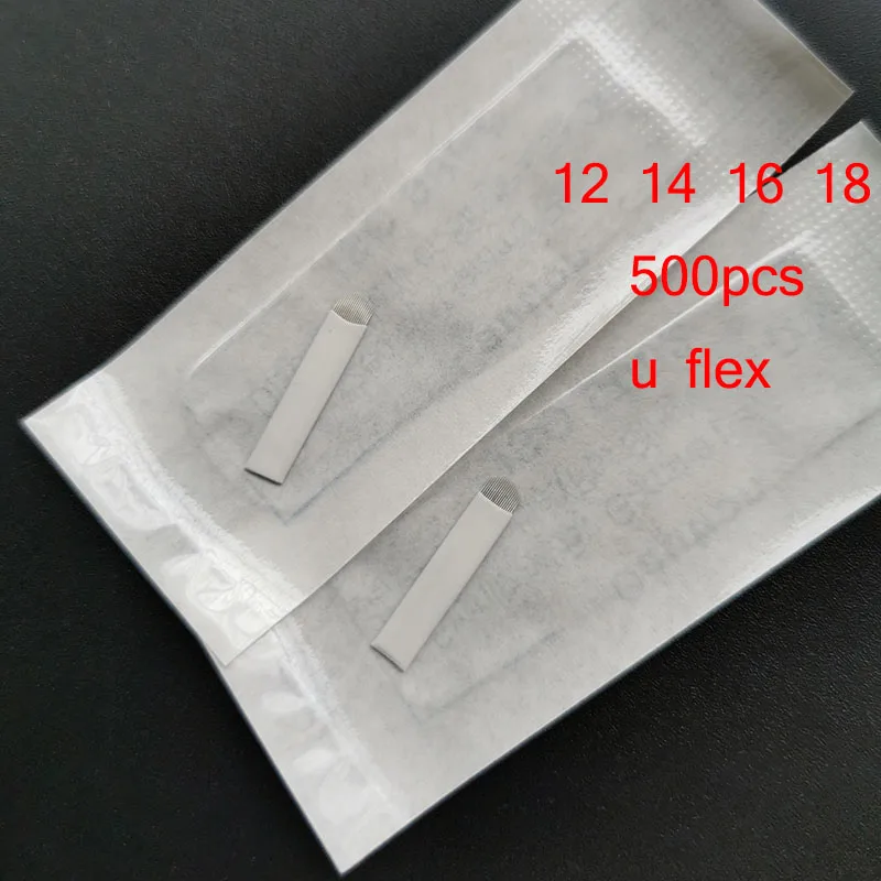 500 шт микроблейдинг 0 2 мм 7 9 12 14 18 U форма Перманентный макияж бровей flex иглы