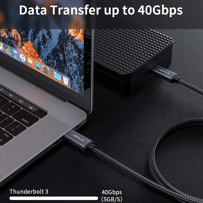 Thunderbolt 3 кабеля Jsaux PD 100W 5A USB C для 40 Гбит/с 5K @ 60 Гц Тип до Быстрый зарядный кабель Macbook