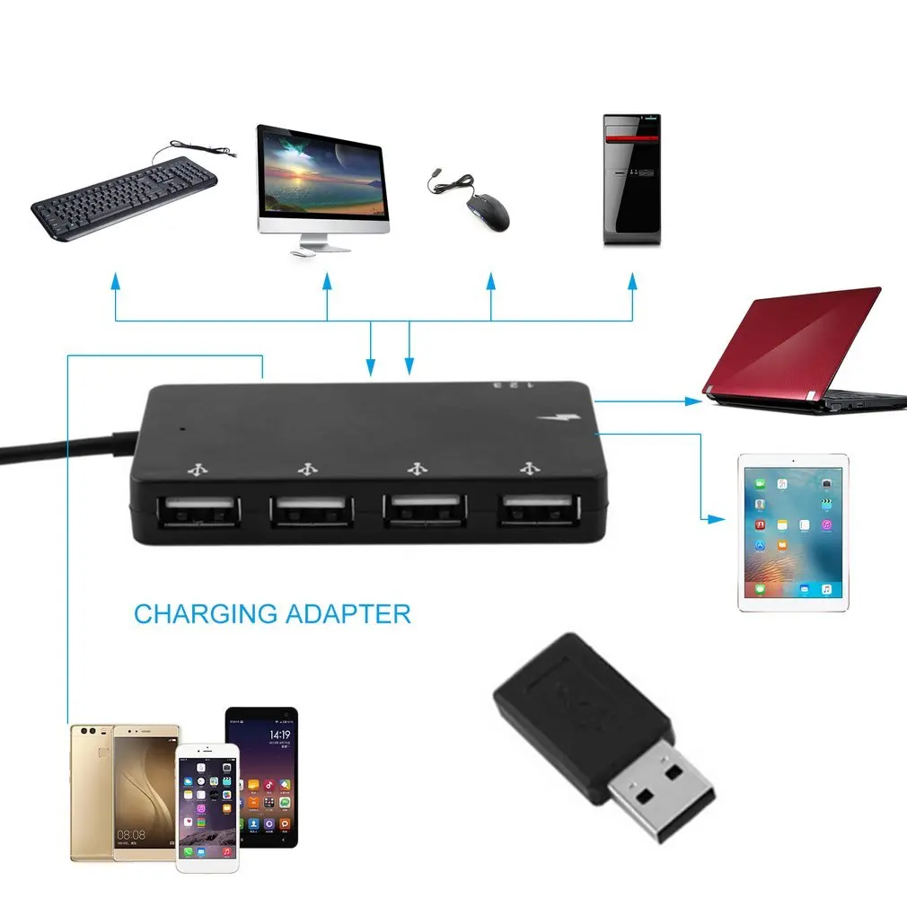 Nexest Черный Micro USB OTG зарядный концентратор адаптер Горячая-подключение USB концентраторы для смартфонов планшет u-диск Мышь Клавиатура геймпад
